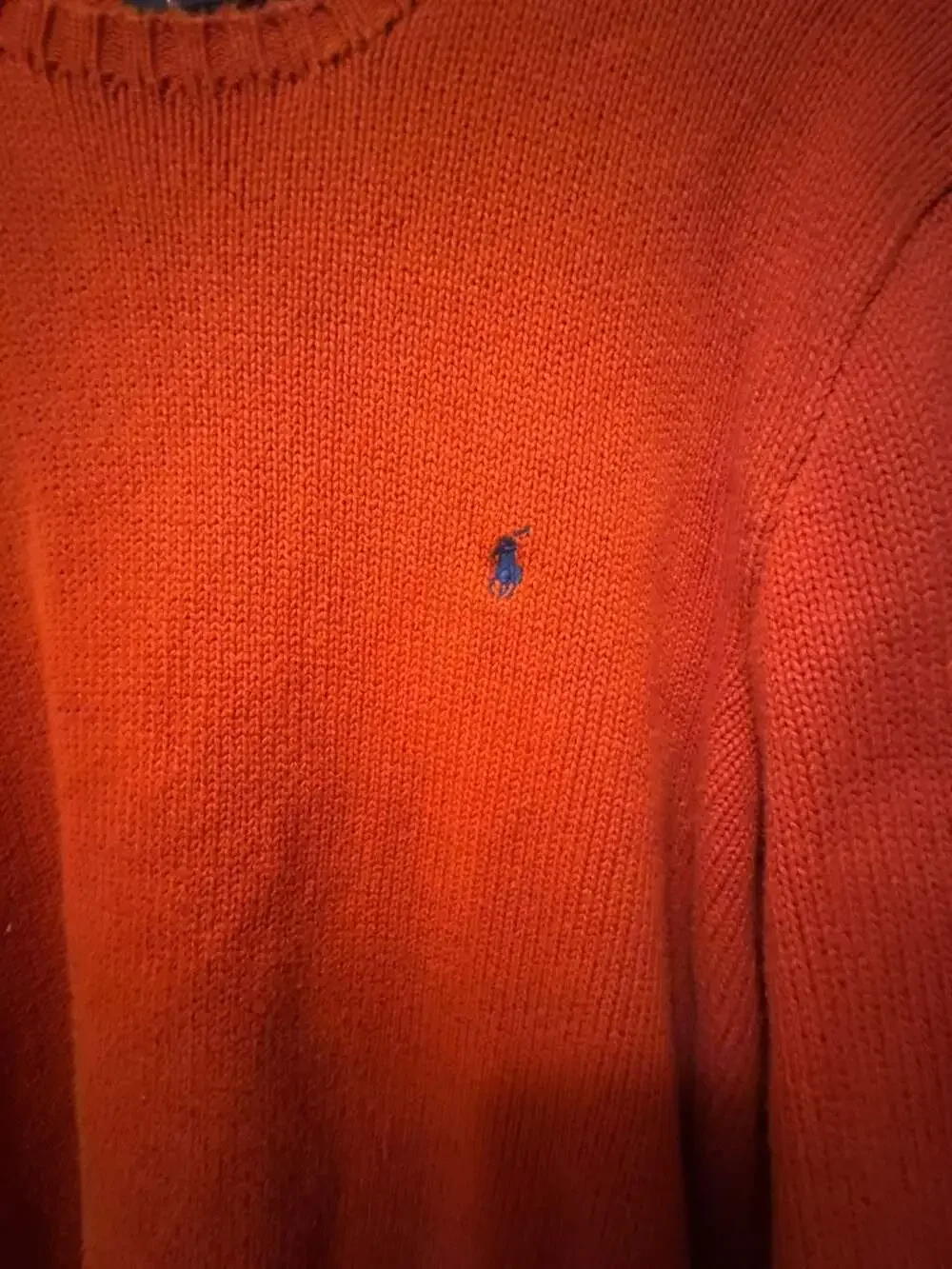 Vintage Polo by Ralph Lauren Men's Orange Crewneck 100% Cotton Knit Sweater